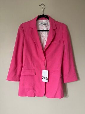 ZARA Hot Pink Single-Button Women's Blazer